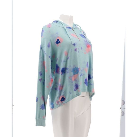 Candace Cameron Malibu Lounge 1/2 Zip Hoodie SilvSage TieDye A4732298 - Picture 8 of 9